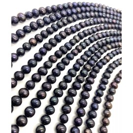 Fresh Water Potato DEEP DARK BLUE Pearls Approx. 9-10mm 15in. Strand