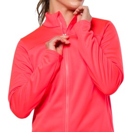 PEARL IZUMI Women's Quest AmFIB Jacket, Windproof & Waterproof Resistant, Cycling Jacket, Relaxed Fit & Reflective Elements, Fiery Coral, Large