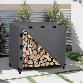 Easy-Going 4 Feet Outdoor Log Rack Cover Waterproof Weatherproof Firewood Cover with Openable Front Flap (Cover Only, Rack not Included)