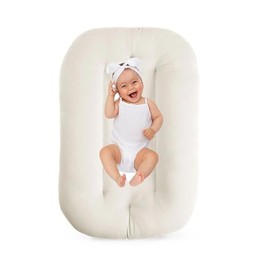 Baby Lounger for Infants Babies 0-15 Months, Bionic Organic Lounger for Baby, Soft Cotton Breathable Infant Floor Seats & Loungers for Newborn Baby Shower Gifts (White Baby Lounger)
