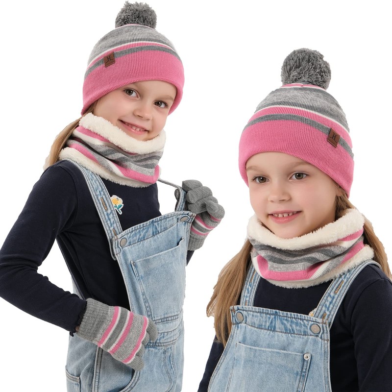 Neusky Hat, Scarf and Gloves Set of 3, Children's Pink