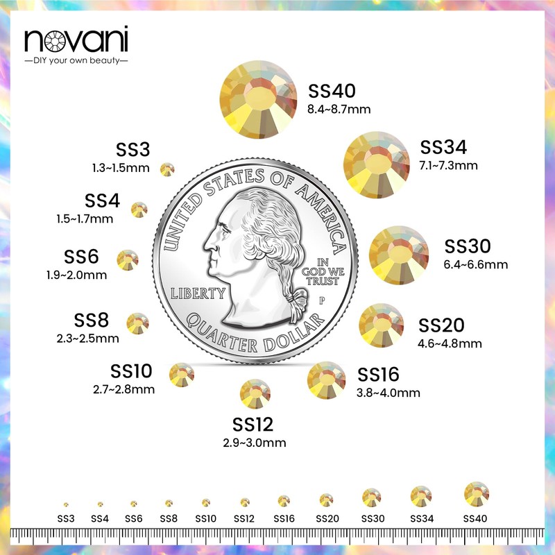 Novani Rhinestones 3000Pcs Flatback Crystal Round Loose Gemstones Glass Rhinestones