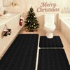 ACCUMTEK Striped Black Bathroom Rug Set 3 Pieces Ultra Soft,