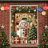 Saoplasa Christmas Party Banner 47x31 Inch Snowman Window Cover Holiday