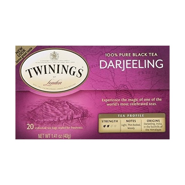 Twinings Darjeeling Tea, Tea Bags, 20 Count (Pack of 2)