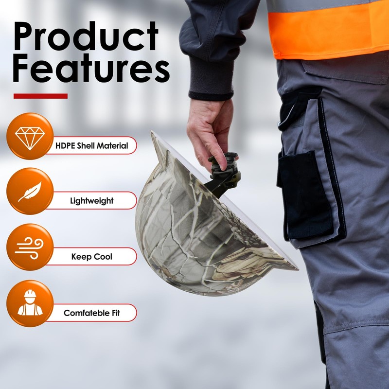 Zeluga 15-451 HDPE Full Brim Hard Hat, Construction Safety Helmet