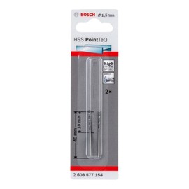 Bosch Accessories Professional 2 - Piece PointTeQ HSS Twist Drill Bit (for Metal, Accessories for Drill Driver), Pack of 2, 1.5 x 18 x 40 mm