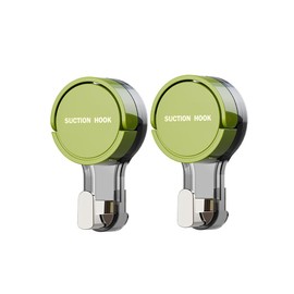 HOME&I Suction Cup Hooks – Heavy Duty, Waterproof & Reusable Vacuum Hooks for Bathroom & Kitchen – Adjustable, 2 Pack, No Tools Required (2Pack/Suction Hook(Green))