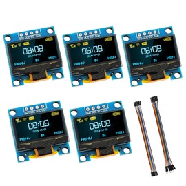 EPLZON 5 Pack 0.96 inch OLED IIC Display Module 128x64 Pixel Mini Self-Luminous Display Screen Board for Arduino Projects Raspberry Pi with Wire(Blue and Yellow)