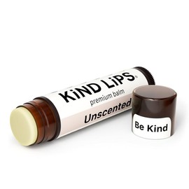 Kind Lips Unscented Organic Lip Balm - Coconut Oil, Beeswax, Jojoba, Shea Butter, Premium Balm for Comfort and Hydration - unscented: 3 Pack