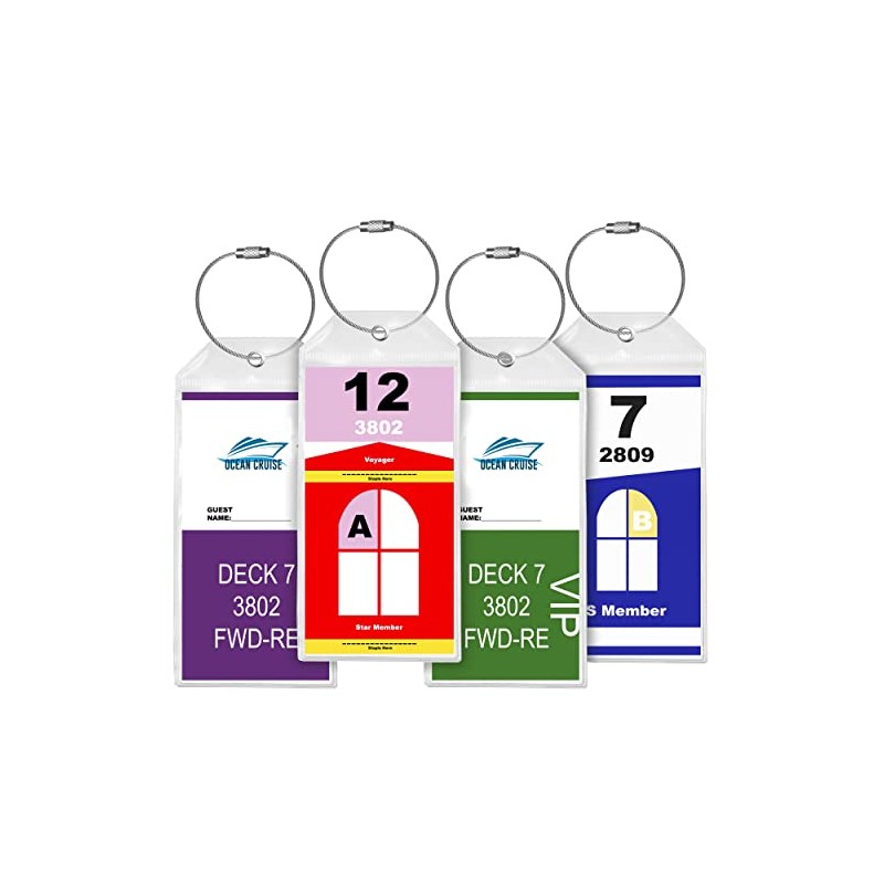 4 Pack Cruise Luggage Tag Holder Clear E-Tag Zip Seal