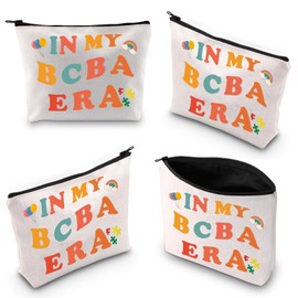 XYANFA Board Certified Behavior Analyst Cosmetic Bag BCBA Teacher Gift Behavior Therapy Gift Makeup Zipper Pouch Travel Bag (IN MY BCBA ERA)