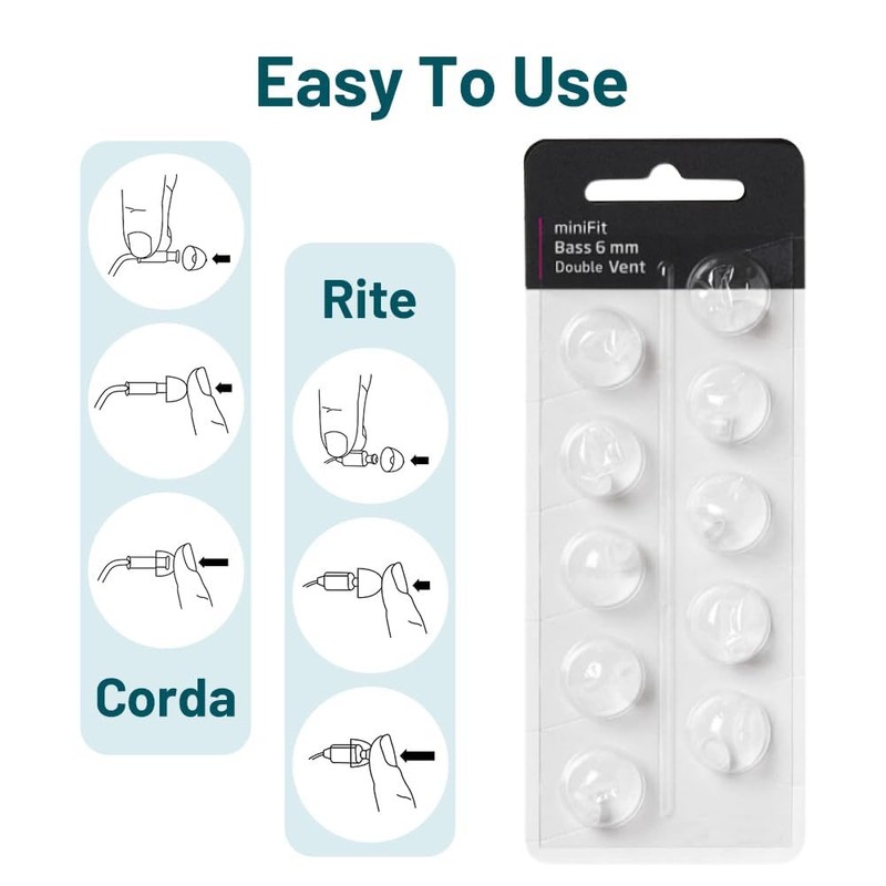 20Pcs Hearing Aid Domes for Oticon, Minifit Bass 6MM Double