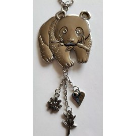 GANZ CAR CHARM WITH CHAIN FOR REAR-VIEW MIRROR - SWEET PANDA BEAR