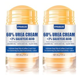 Crema de urea en barra 60% más 2% ácido salicílico, 2 unidades de crema de urea de máxima fuerza para pies, loción de pies para talones agrietados, ma