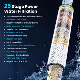 YEAUPE PRO Soffione Doccia con Tubo 1,6 m, Soffione Doccia con Filtro a 25 Fasi, Alta Pressione Ø 115mm con 6 Getti Regolabili,Doccia Anticalcare con 2 Filtri di Ricambio, Cromato