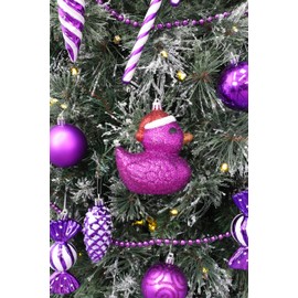 Christmas Concepts® Pack of 2-110mm (4.3") Purple Glittery Festive Duck Baubles - Christmas Tree Decorations