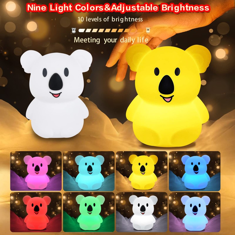 Koala Kids Night Light - LED Bedside Lamp with Brightness