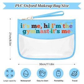 Sazuwu Gymnast Gifts for Girls Blue Makeup Bags with Zipper Gymnastics Lover Gift Gymnastics Themed Birthday Gifts Cosmetic Travel Bag Organizer Graduation Appreciation Present