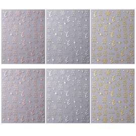 6 Sheets Christmas Nail Stickers,Gold Snowflake Star Nail Art Stickers Silver Elk Nail Decals Holiday Winter Xmas New Year Nail Sticker for Women Nail Designs Nail Decorations Nail Supplies Nail Art