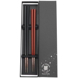 Kasyou Studio URUSHI KENKO chopsticks made in japan 2pairs for couples (Dishwasher compatible) luxury red black chopsticks set reusable palillos chinos