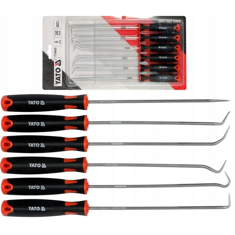 YATO YT-08428, Long Pick and Hook Set 6 Pcs 240mm