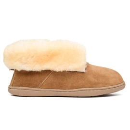 Minnetonka Womens Sheepskin Ankle Boot, Tan, Size 10 Wide