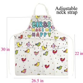 Bird Apron with Pockets Bird Gifts for Bird Lovers Bird Watching Gifts Bird Kitchen Cooking Apron Birds Make Me Happy Apron