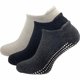 GAWILO Women's Yoga & Pilates Socks (3 Pairs) | Stopper Socks | Secure Hold on Smooth Floors, No Pressing Toe Seam | with Non-Slip Nubs, Coloured 2