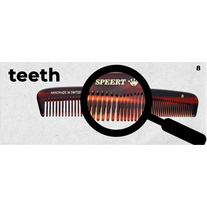 Speert #8 Handmade Wide Narrow Tooth Comb Tortoise Havana Acetate