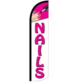 Nails (White/Pink) Windless Standard Size Polyester Swooper Flag Sign Banner