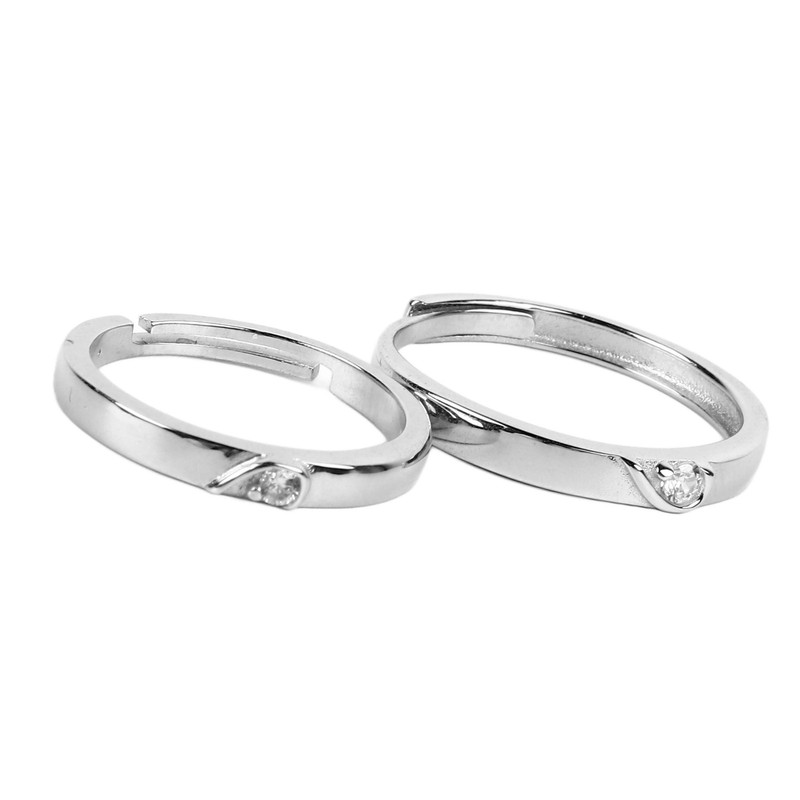 1 Pair Couple Rings Silver Men Women Finger Ring Accessory