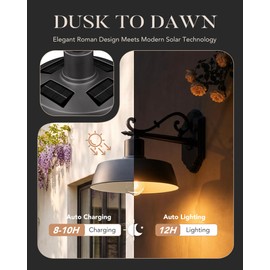 Solar Powered Barn Lights Outdoor, Dusk to Dawn 12.4" Outdoor Wall Light for Porch, Garage, Patio