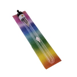 Ayuni Gifts of the World Unique Clear Acrylic Mezuzah Case Mounted on a Rainbow Colored Background Original Judaica Art Design 6"