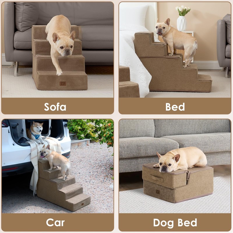 EHEYCIGA Dog Stairs for High Bed 22.5”H, 5-Step Dog Steps