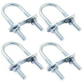 4 Sets M6 U Bolts 1 Inch Wide, Round U-Bolts with Frame Plates, Nuts, and Washer, Zinc Plated Steel U Clamp for Trailers, Boats (25 mm x 70 mm