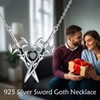 VONALA Gothic Double Swords Necklace 925 Sterling Silver Punk Dagger