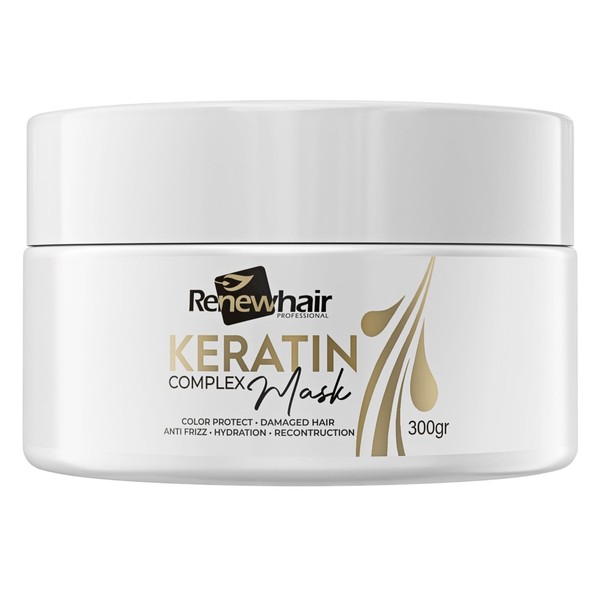 Renew Hair Professional Keratin Hair Mask Restoration And Treatment Anti Frizz and Help with volume reduce 300g Smoth Renew