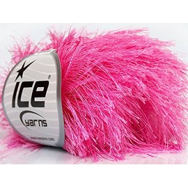 Bright Pink Extra Long Eyelash Yarn Ice Luxurious Fun Fur 50gr 38yds