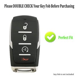 AYGUCEKE TPU Protective Key Fob Cover Case Compatible with 2009-2022 Dodge Ram 1500 2500 3500 Smart Remote Key Fob (4 Buttons, White)