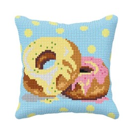 Wizardi Cushion Cross Stitch kit "Donuts" 99083 Orchidea