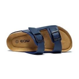 EQW - Sandalias para niños, antideslizantes, de corcho, correas ajustables para interiores y exteriores, Azul oscuro, 3 Big Kid