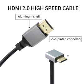 RIIEYOCA 90 Degree Up Angle UHD 4K Mini HDMI Male to HDMI Male 18Gbps High Speed 2.0 Extender Coiled Cable Supports 4K @ 60Hz, 1080p, ARC, 3D, Stretchable to 1.5M/5FT