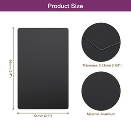sourcing map 25Pcs Metal Business Card Blanks,1/64" Thick 3.4x2 Black Matte Aluminum Laser Engraving Materials Unique Cards for DIY Name Cards,Credit,Luggage Tags