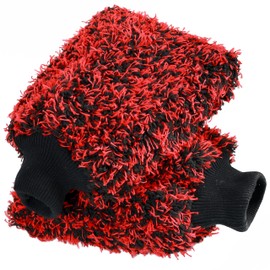 TAKAVU New Car Wash Mitt, 2 Pack Premium Cyclone Microfiber Washing Gloves, Holds Tons of Sudsy Water for Effective Washing, Machine Washable, Lint Free, Scratch Free (Red & Black)