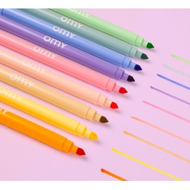 Omy Signature Pastel Double Tipped Felt Markers | Box of 9 Vibrant Pastel Colors | Ideal for Kids & Adults | Creative Art Projects | Coloring & Crafting Activities | Ages 3 and Up
