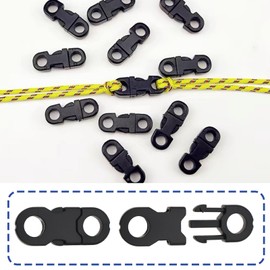 VGOL 60PCS Mini Safety Breakaway Buckles 27.8x11mm Aperture 6mm Quick Side Release Plastic Snap Buckles for Paracord Clasp Necklaces Black
