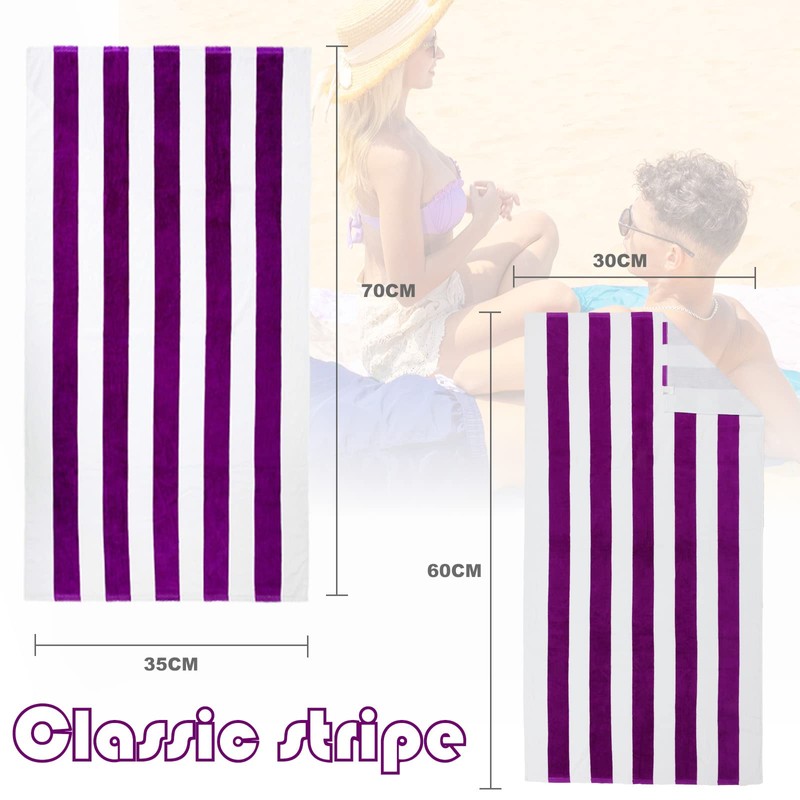 Exclusivo Mezcla 2 Pack Cotton Oversized 35x70 Inches Cabana Stripe