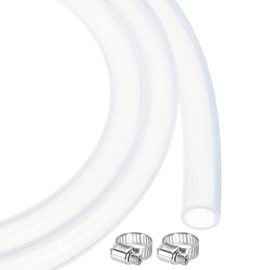 MECCANIXITY 3.3ft Clear Silicone Rubber Tubing 3/8" ID 1/2" OD Plastic Tube Flexible Air Hose for Brewing, Wine Making, Pump Siphon, 10mm x 13mm, with 2pcs Clamps