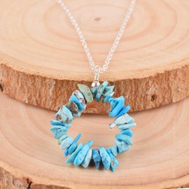 Natural Raw Blue Turquoise Crystals Pendant Necklace, Rough Gemstone, Energy Healing Crystals, Birthday, Gift for Her, Women, Teen Girl Gemstone Jewelry 18 inch AAA+ Quality (turquoise)